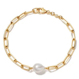 Single pearl paperlink bracelet