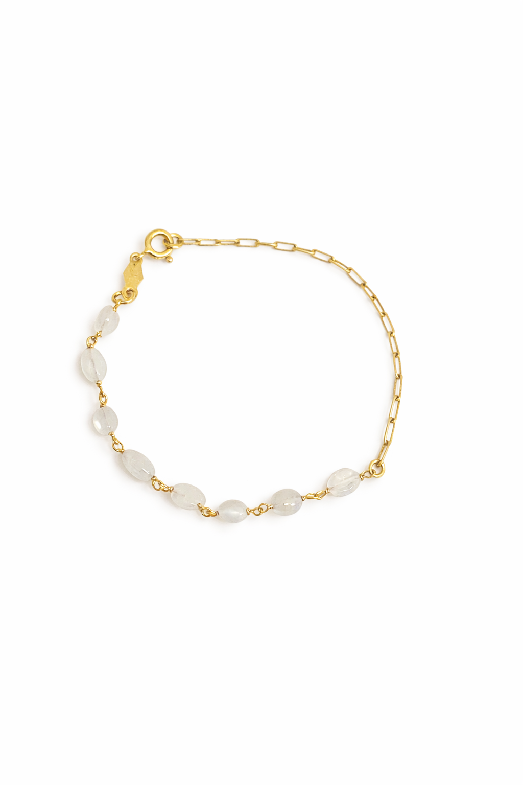 Half-Moonstone & Chain Statement Bracelet
