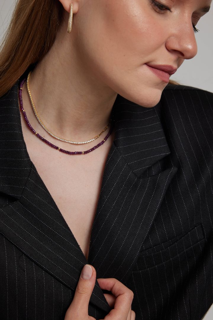 Half Tennis Half Chain Necklace