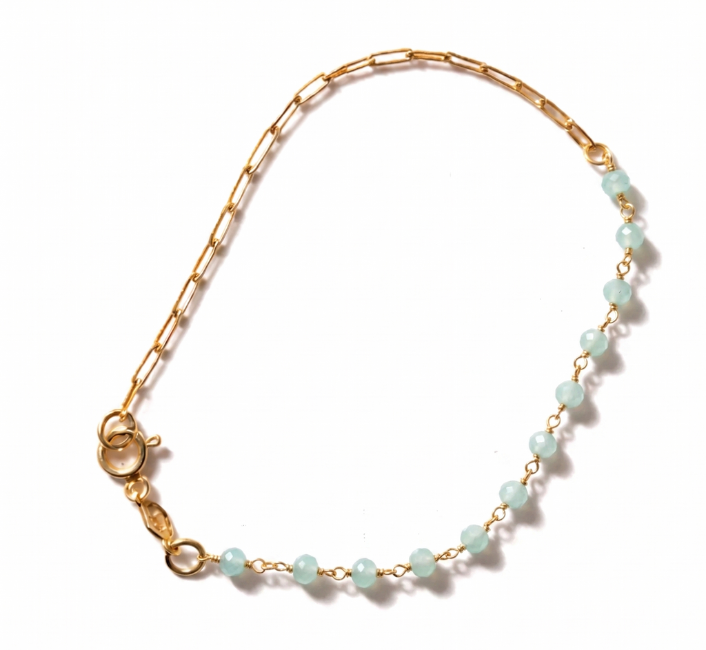 Half Amazonite Gemstone & Chain Bracelet