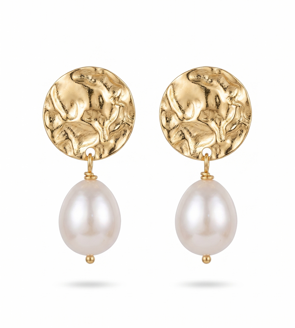 Textured Pearl Drop Earrings