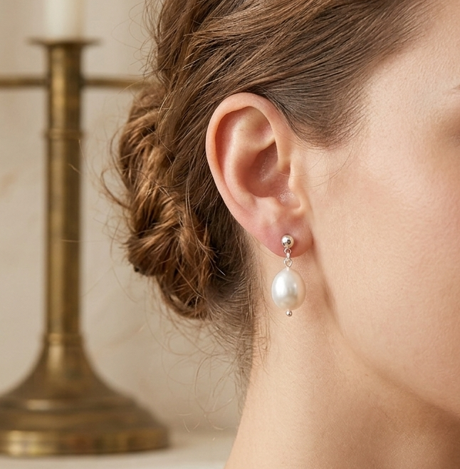 Classic Pearl Drop Stud Earrings