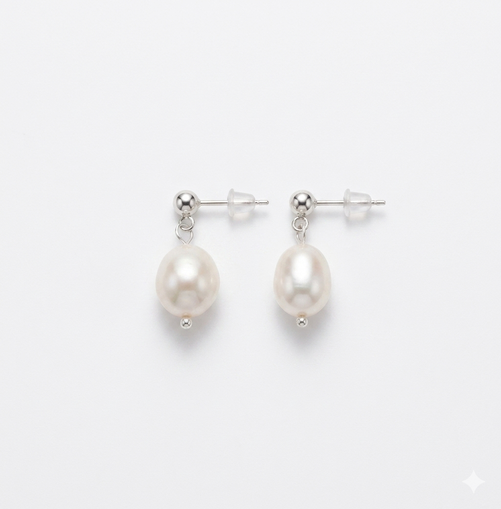 Classic Pearl Drop Stud Earrings