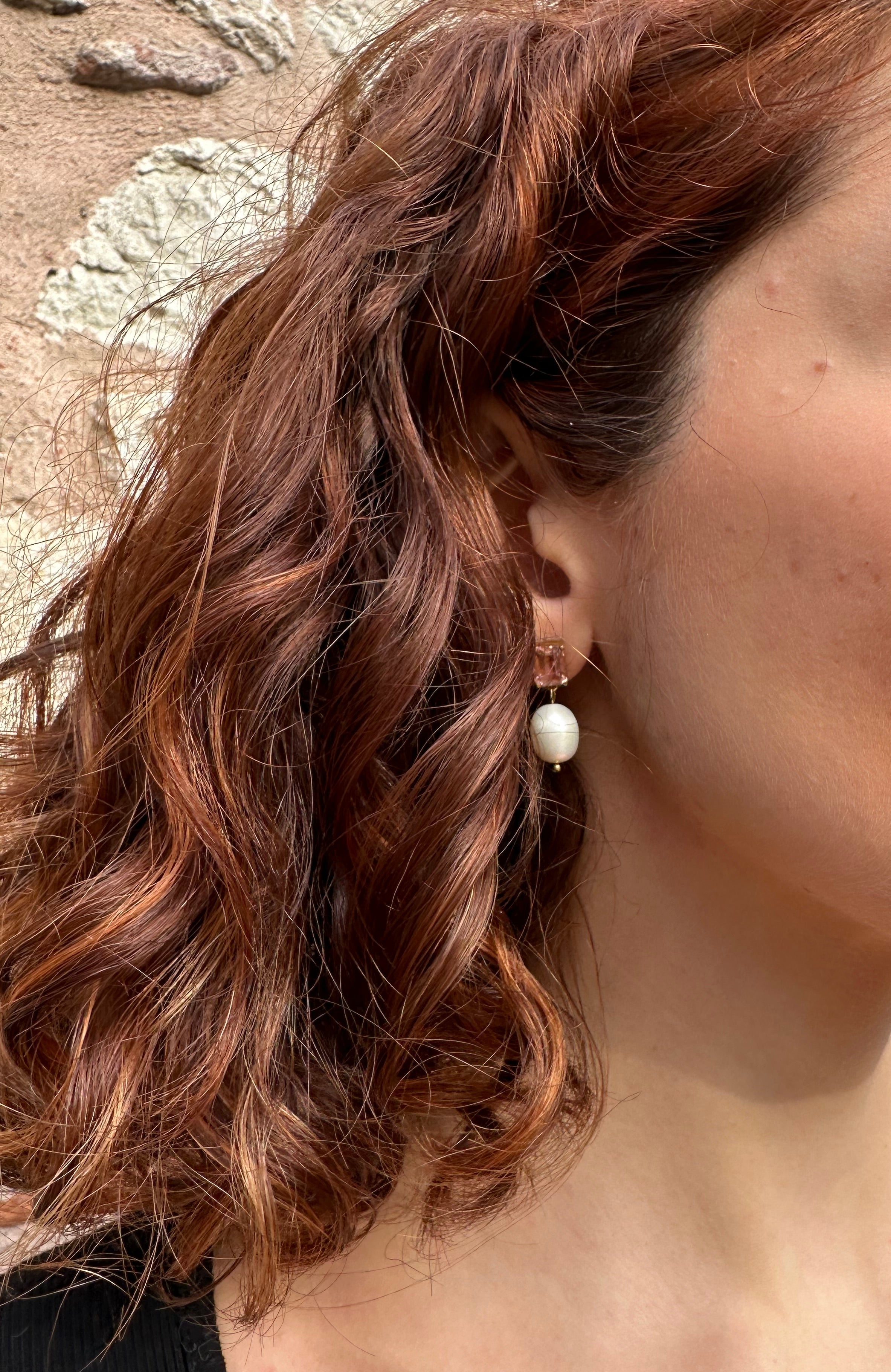 Morganite Pearl Earrings