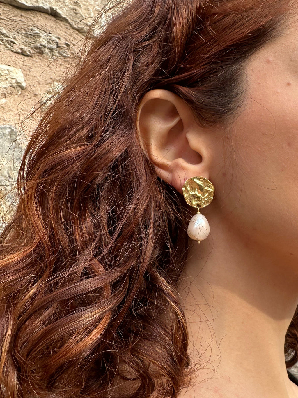 Textured Pearl Drop Earrings