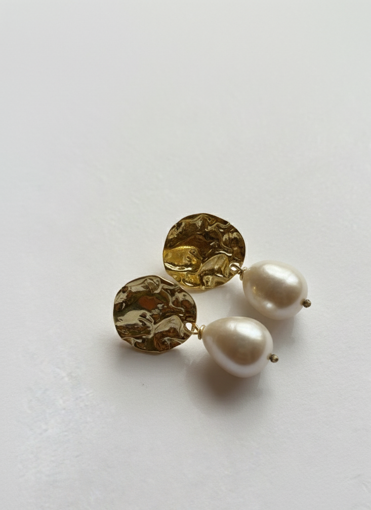 Textured Pearl Drop Earrings