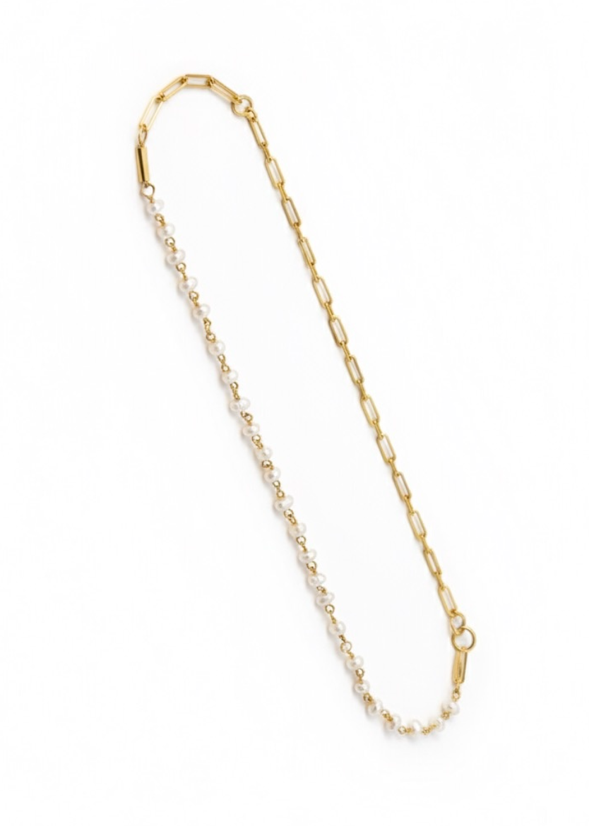 Half Chain Half Small Pearls