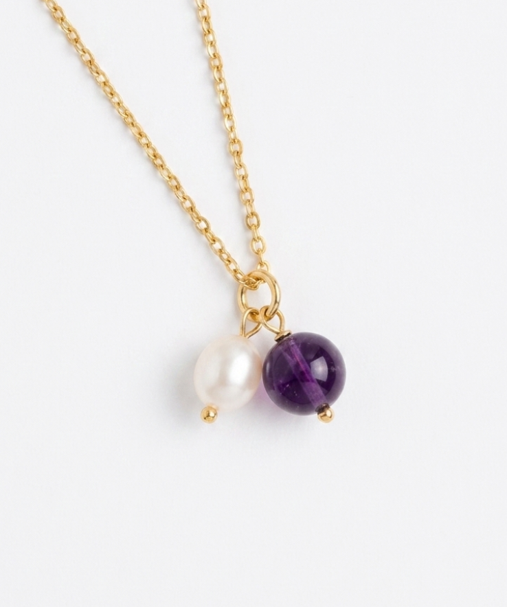 Amethyst & Pearl Pendant Necklace