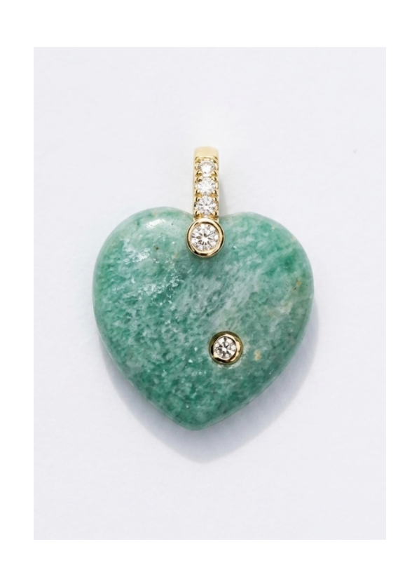 Green Heart Natural Stone Charm