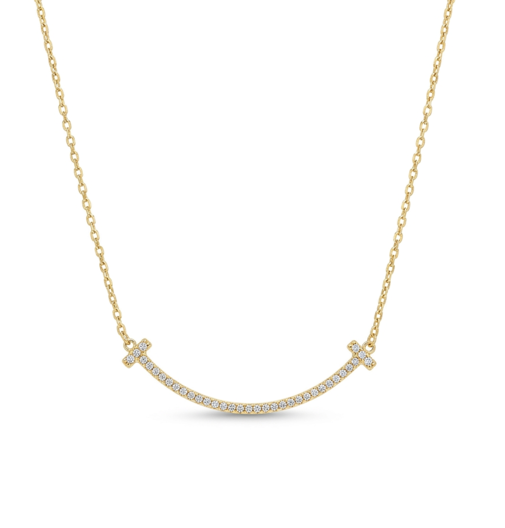 Dainty Curved Zircon Necklace – Large