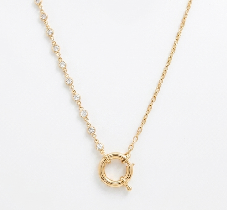 Half Zircon Half Chain Necklace