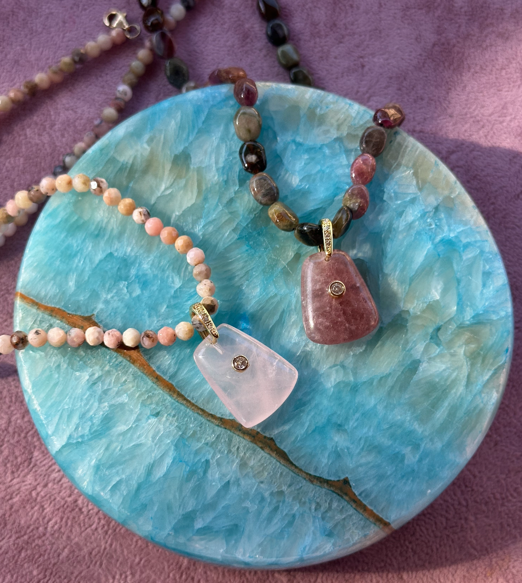 Natural Pink Opal Necklace