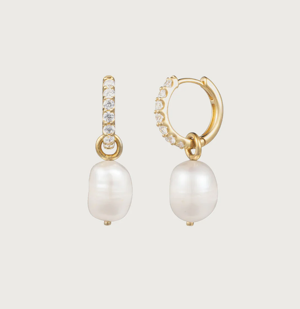 Pearl Charm Hoop Earrings