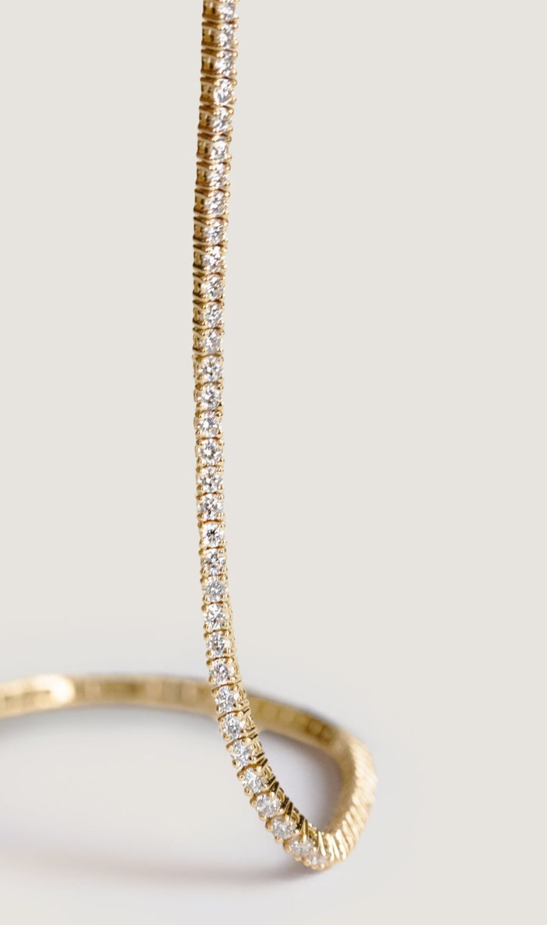 Half Tennis Half Chain Necklace