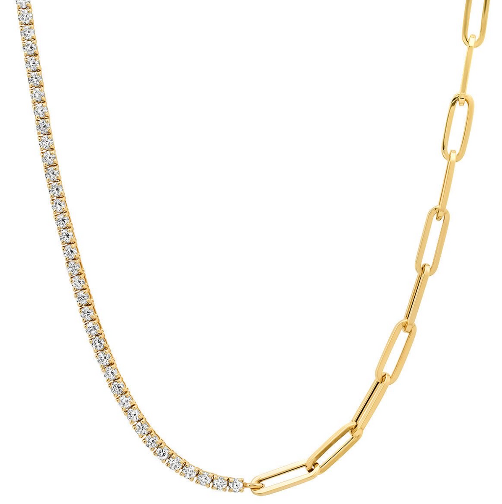 Half Tennis Half Chain Necklace