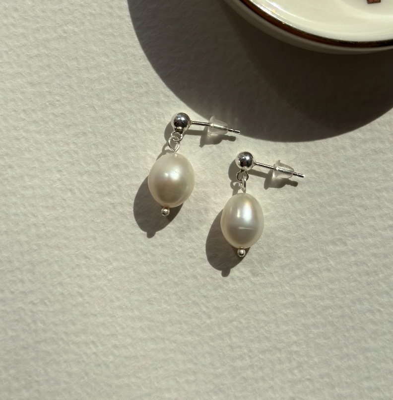 Classic Pearl Drop Stud Earrings