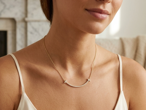 Dainty Curved Zircon Necklace – Large