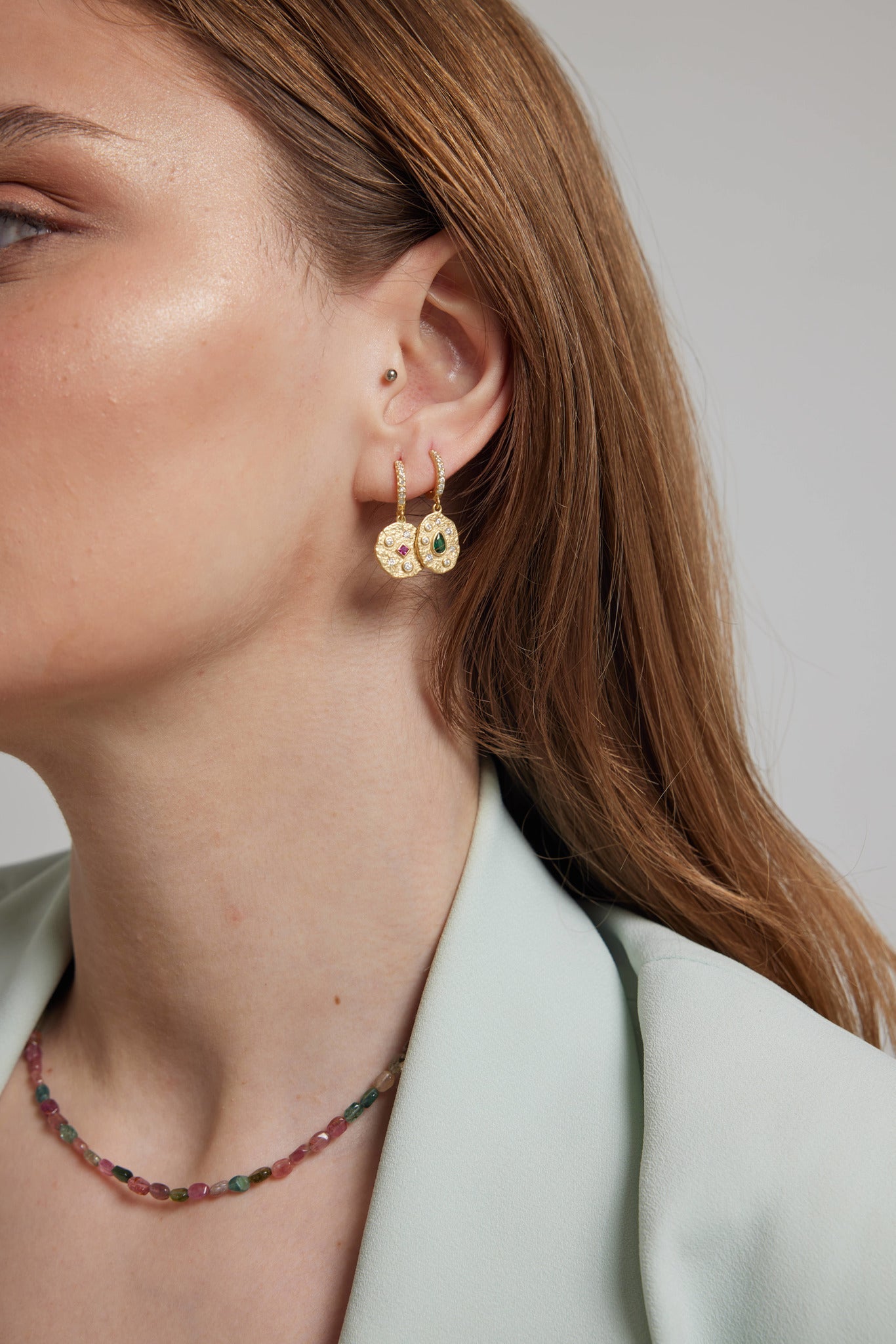 Green and Pink Earrings