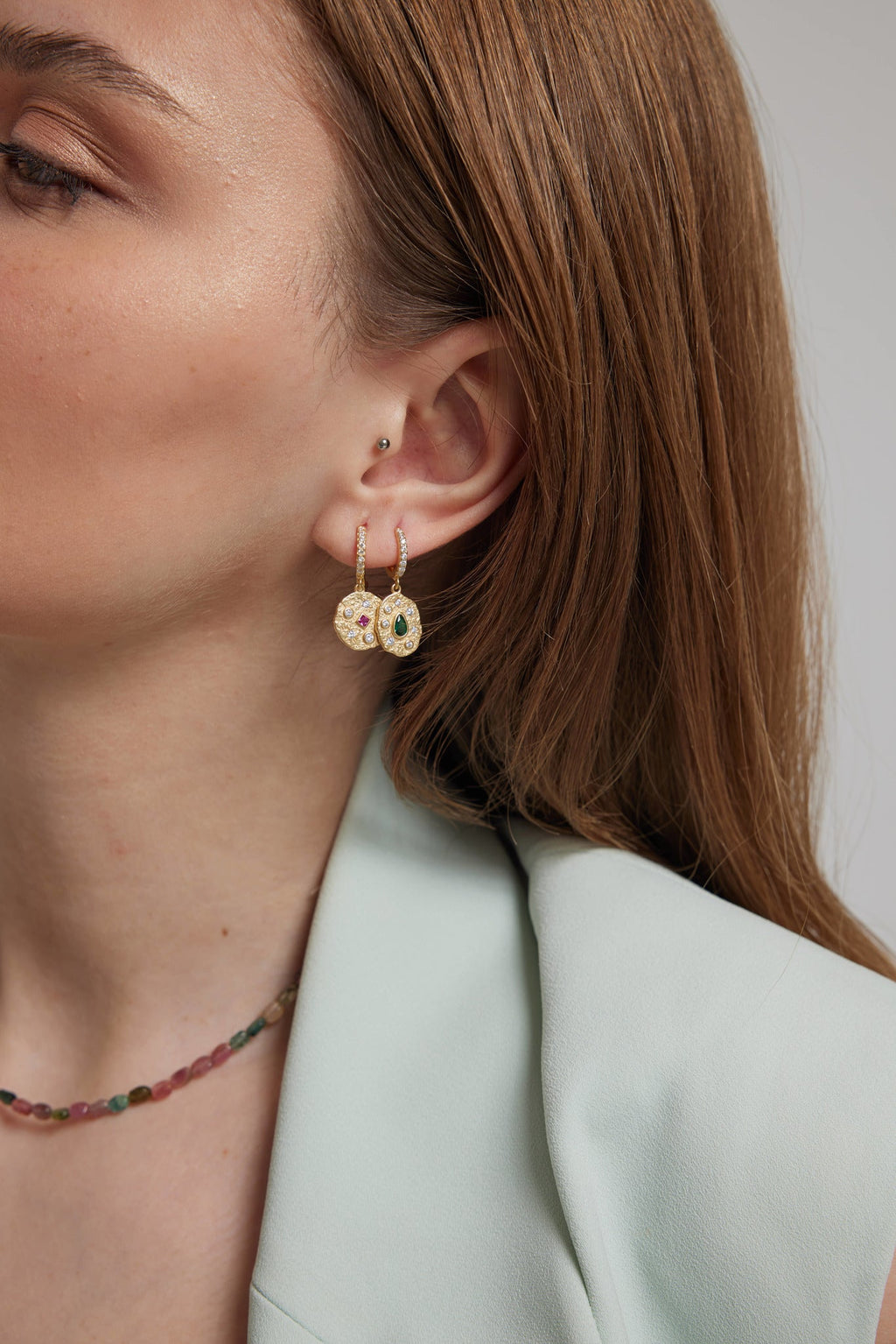 Green and Pink Earrings