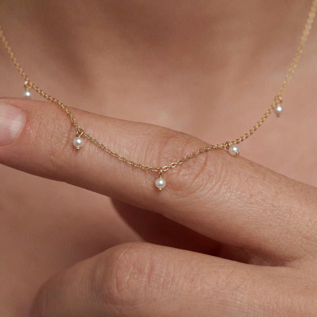 Tiny Pearl Station Necklace