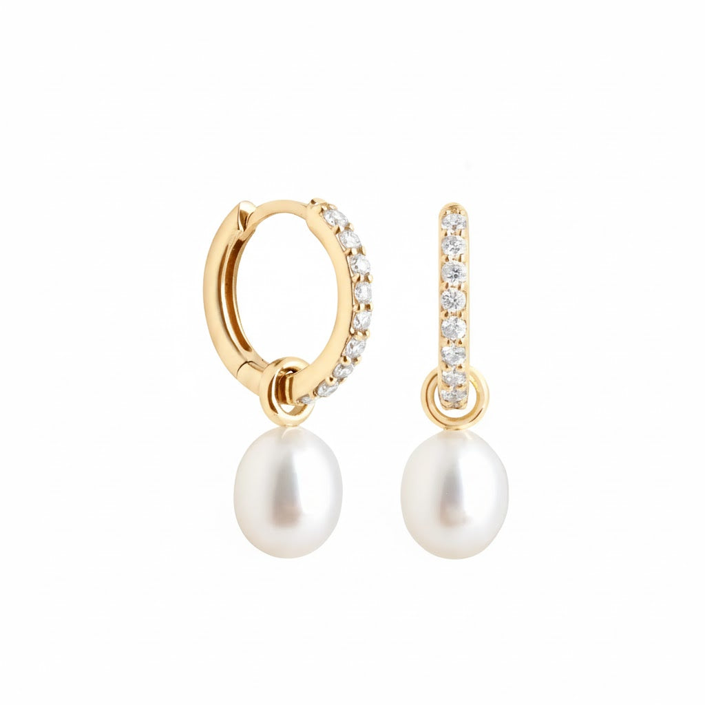 Golden Sparkle Pearl Earrings