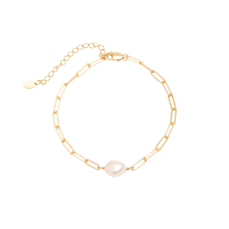Single pearl paperlink bracelet